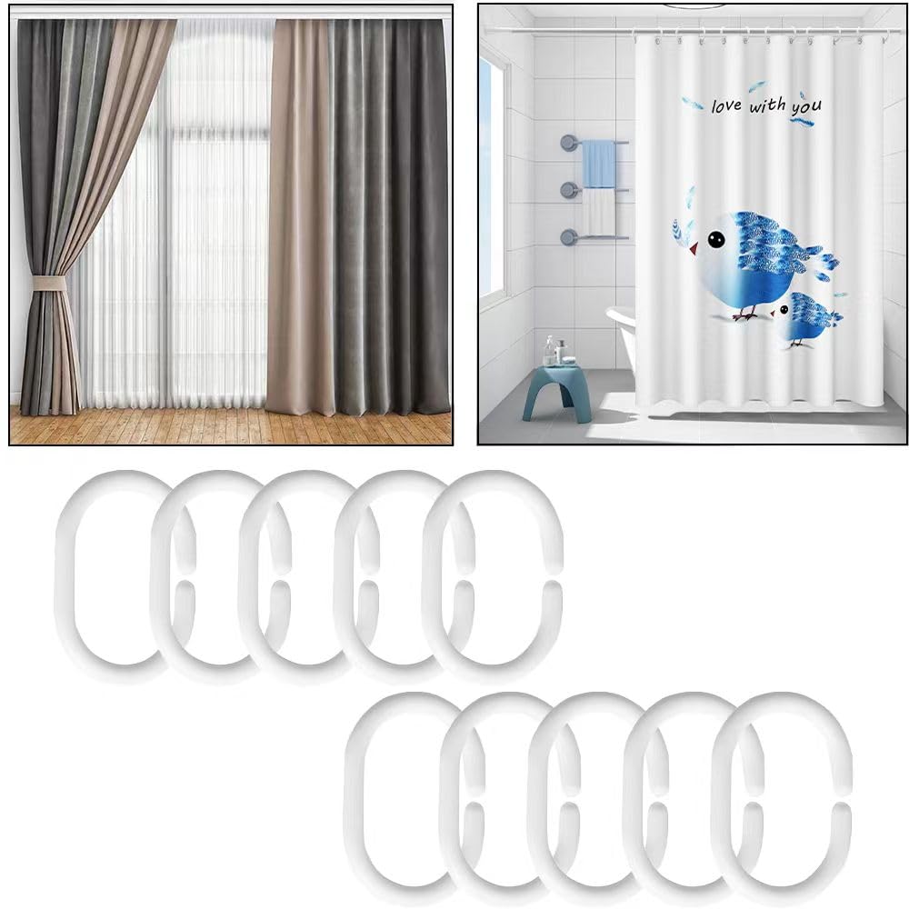 Uigos Ganci Per Tenda Doccia In Acciaio Inox - Set 12 Pezzi Cromati - Scorrevoli E Anti-ruggine - 3