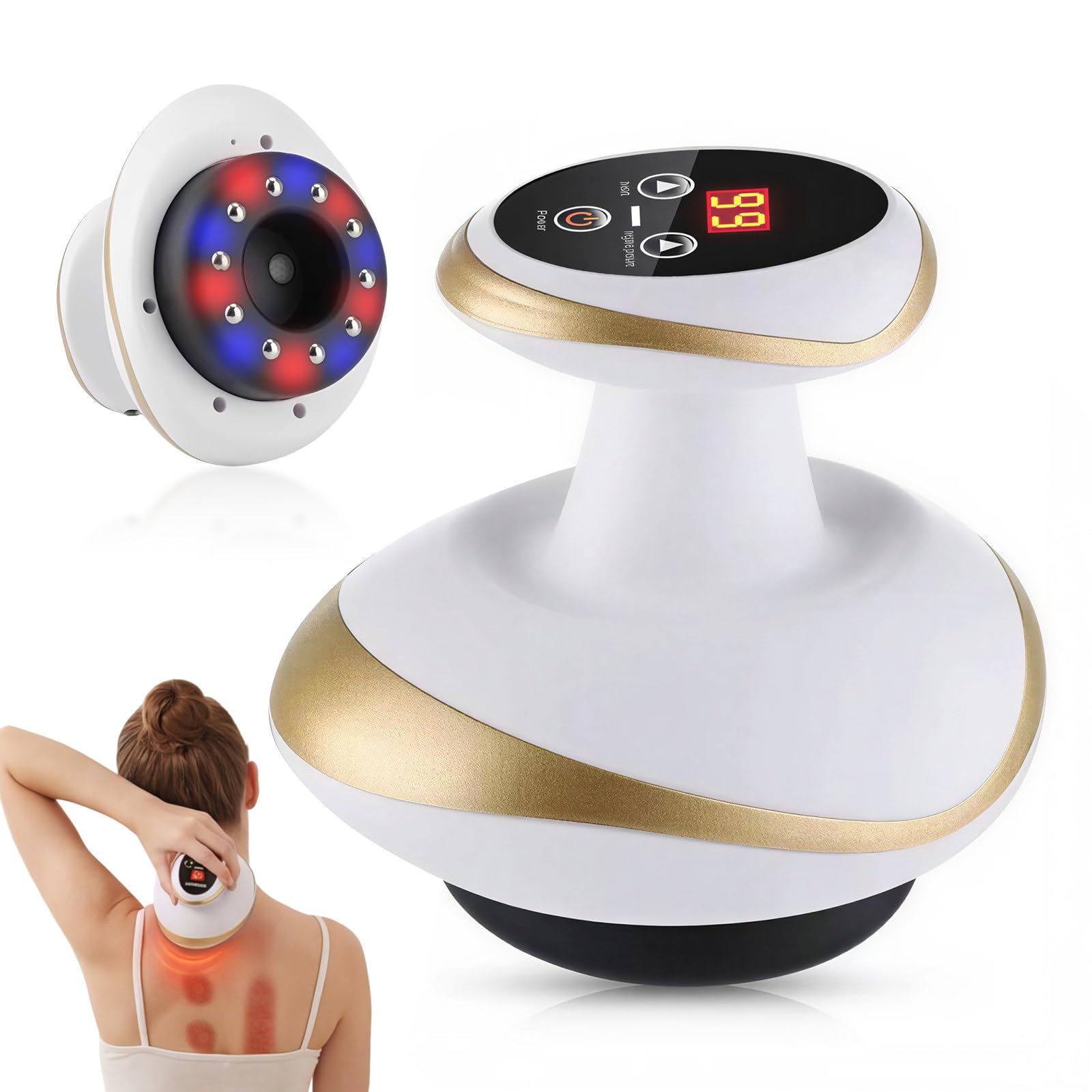 Vakuum Massage 4-in-1 Cellulite Massagegerät, Elektrisches Vakuum & Gua Sha Gerät für straffere Haut, Tiefenmassage mit Wärme, Körperformung & Durchblutung für Ganzkörper Anwendung Zuhause