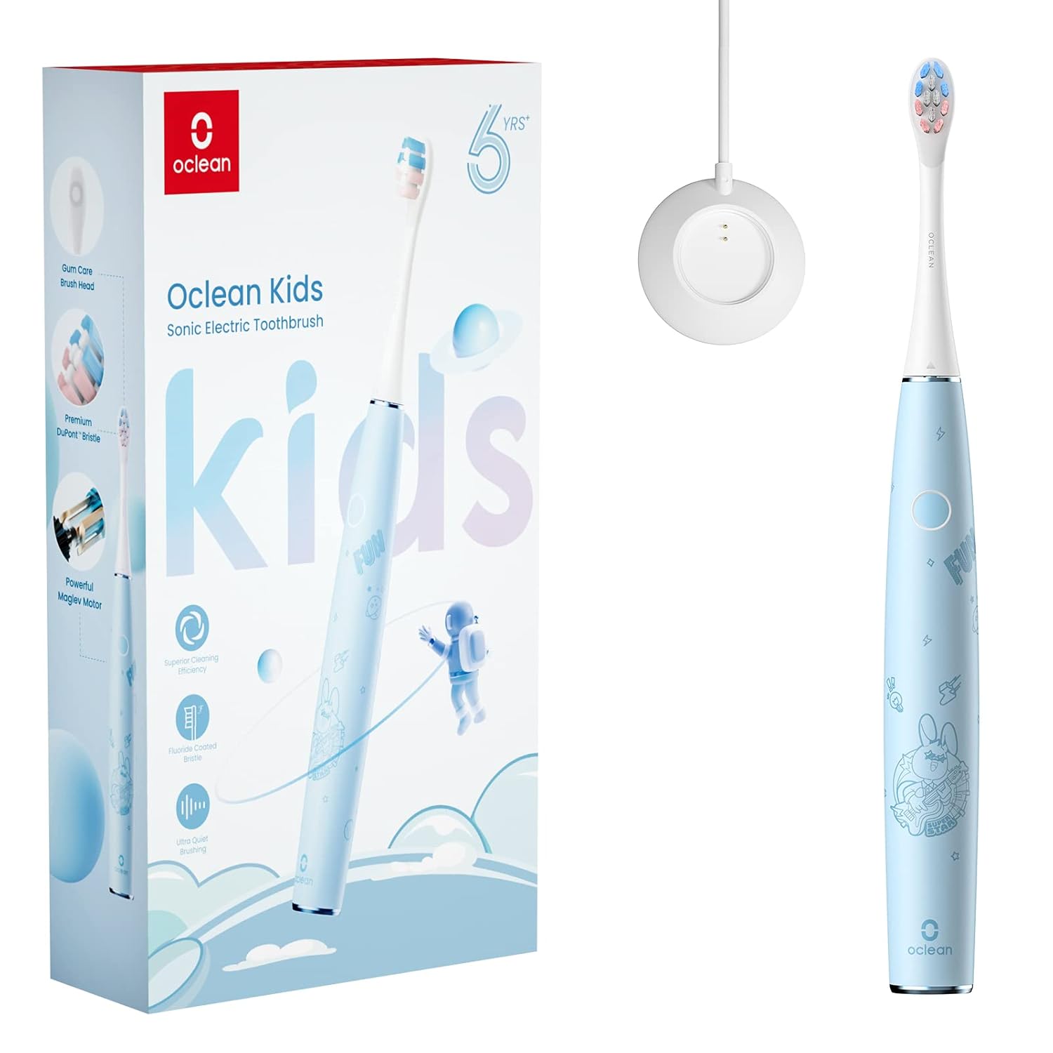 Oclean Sonic Electric Toothbrush for Kids with packaging and charging base