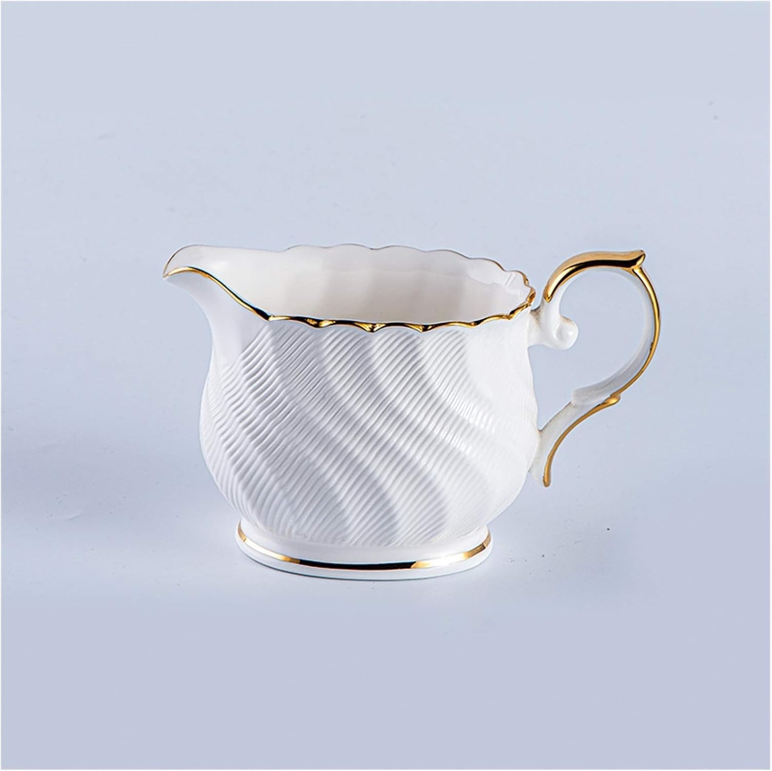 Classic Ceramic Creamer with Handle Small Coffee Milk Pitcher 250ml Suitable for All Kinds of Scenes Family Hotel Cafe and Other Stainless Steel Double Insulated Gravy B (White)