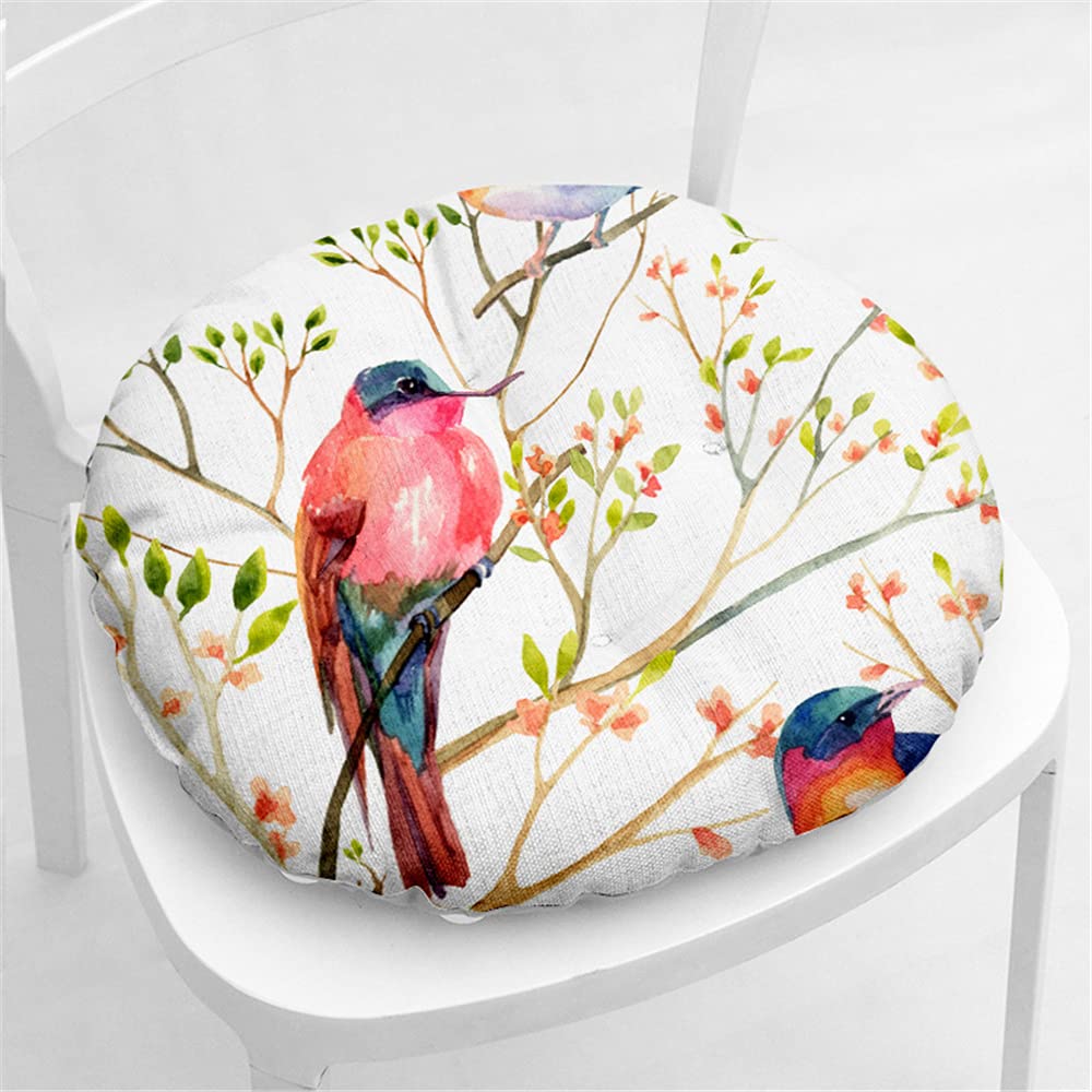 Cuscino Sedia Rotondo Tucano 40x40cm - Cotone Lino Per Interni Ed Esterni, Design Fiore E Uccello - Foto 10