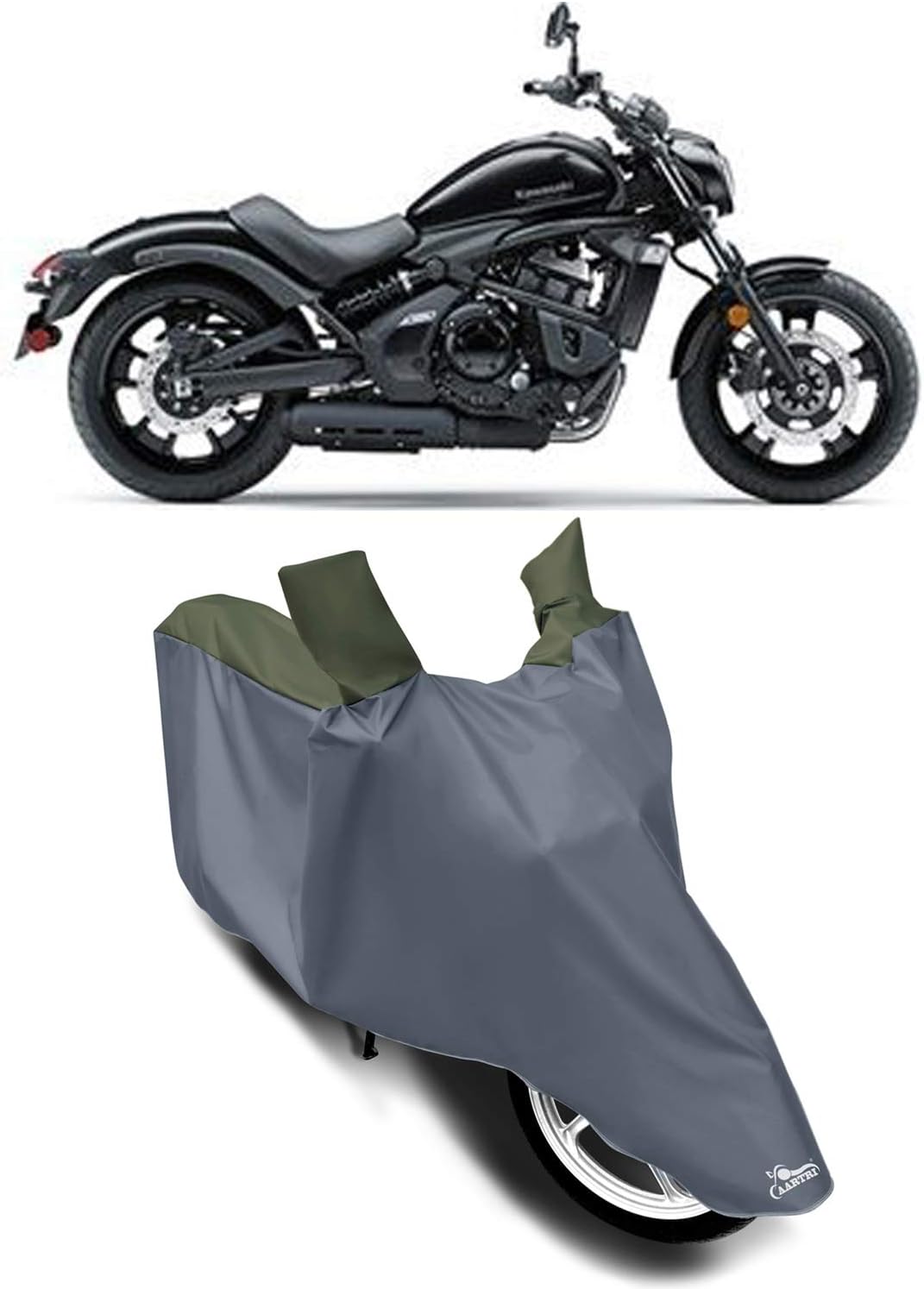 Wobit Covers® - Kawasaki Vulcan S New BS6 100% Waterproof - Dust Proof - Full Bike Scooty Two Wheeler Body Cover for Kawasaki Vulcan S (Life Time Strip Mehndi)