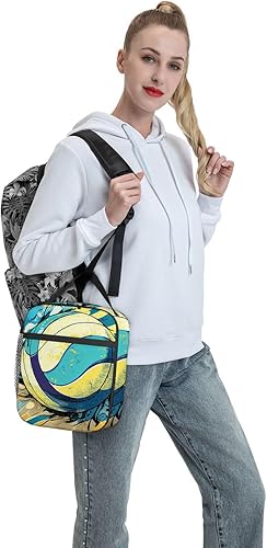 Miniatura 7 de Lonchera con estampado de pelota de voleibol en acuarela, reutilizable, bolsa de almuerzo para mujeres y hombres, trabajo, picnic, senderismo, 10 x