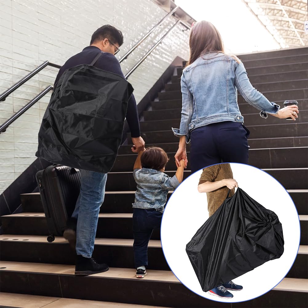 Housse Poussette Avion, Sac de Transport Pliable Imperméable en Tissu Oxford pour Poussette Parapluie et Landau Universelle Compact et Léger pour Voyage en Avion Voiture, 117 * 53 * 33cm Noir