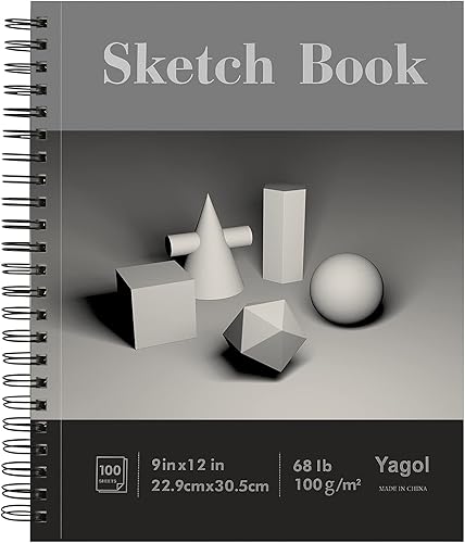 Miniatura 9 de Yagol Cuaderno de bocetos de 9 x 12 pulgadas, 100 hojas de 68 libras100 GSM, bloc de bocetos con papel de arte encuadernado en espiral para dibujar
