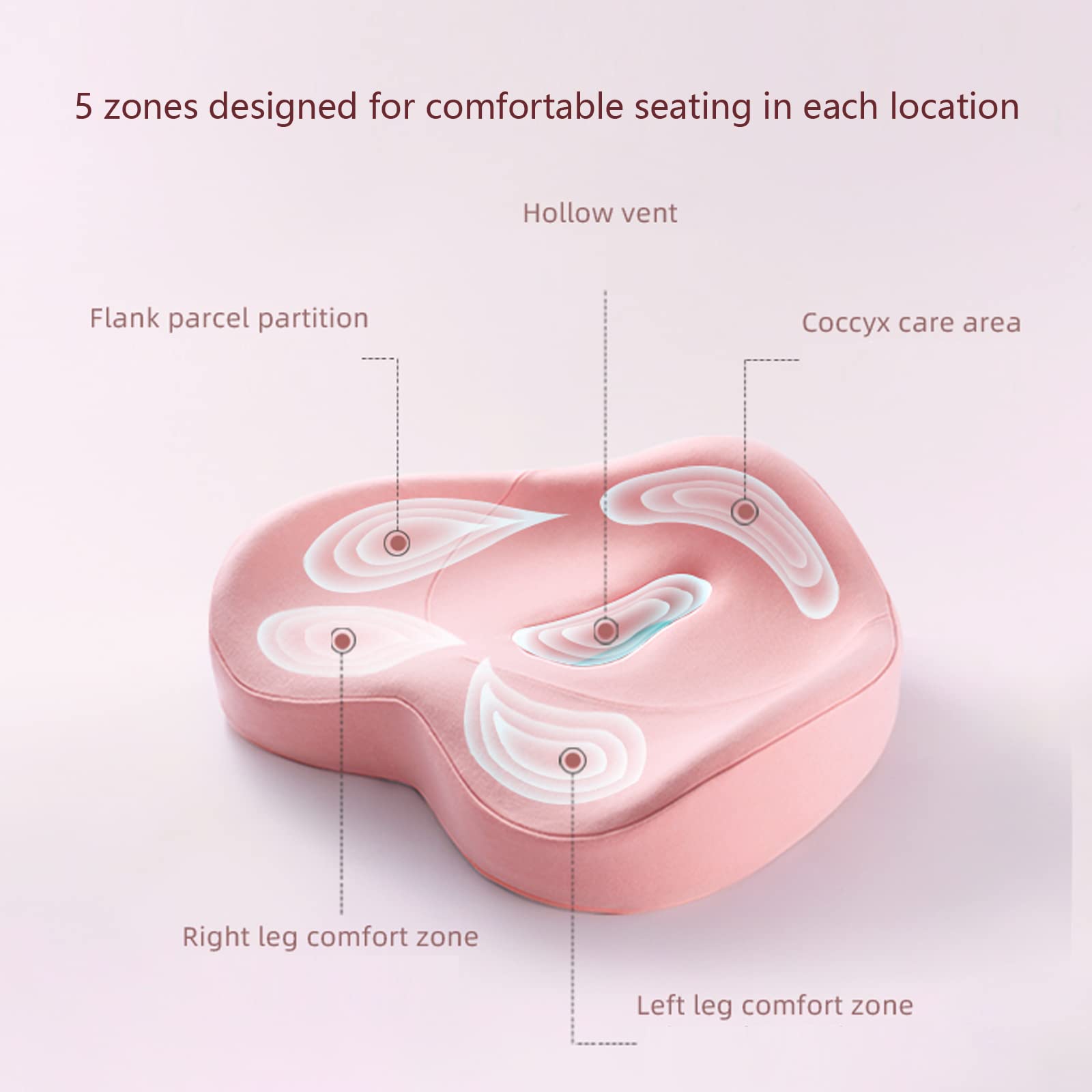 Cojín ortopédico de asiento para silla de oficina, coche y silla de ruedas, cojín de espuma viscoelástica para soporte de espalda y alivio del dolor de coxis, cojín de ciática con diseño ergonómico y