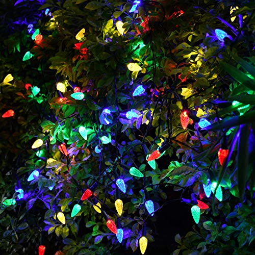 Solar Christmas Lights Outdoor C6 Strawberry String Lights, LED