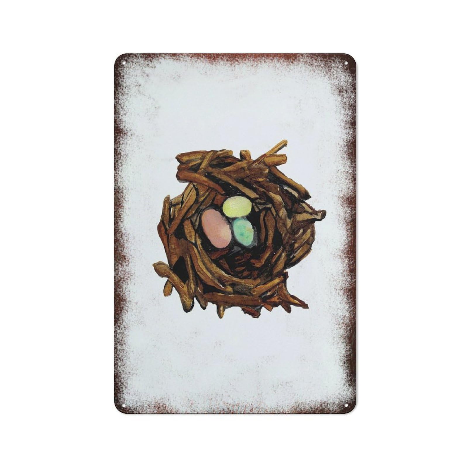 peiyeety Metal Tin Sign Bird Nest With Eggs Pattern Vintage Rustic Wall Art Kitchen Bathroom Bedroom Living Room Cafe Farmhouse Entryway Office Garage Home Bar Laundry Room Porch Patio 8x12 Inch
