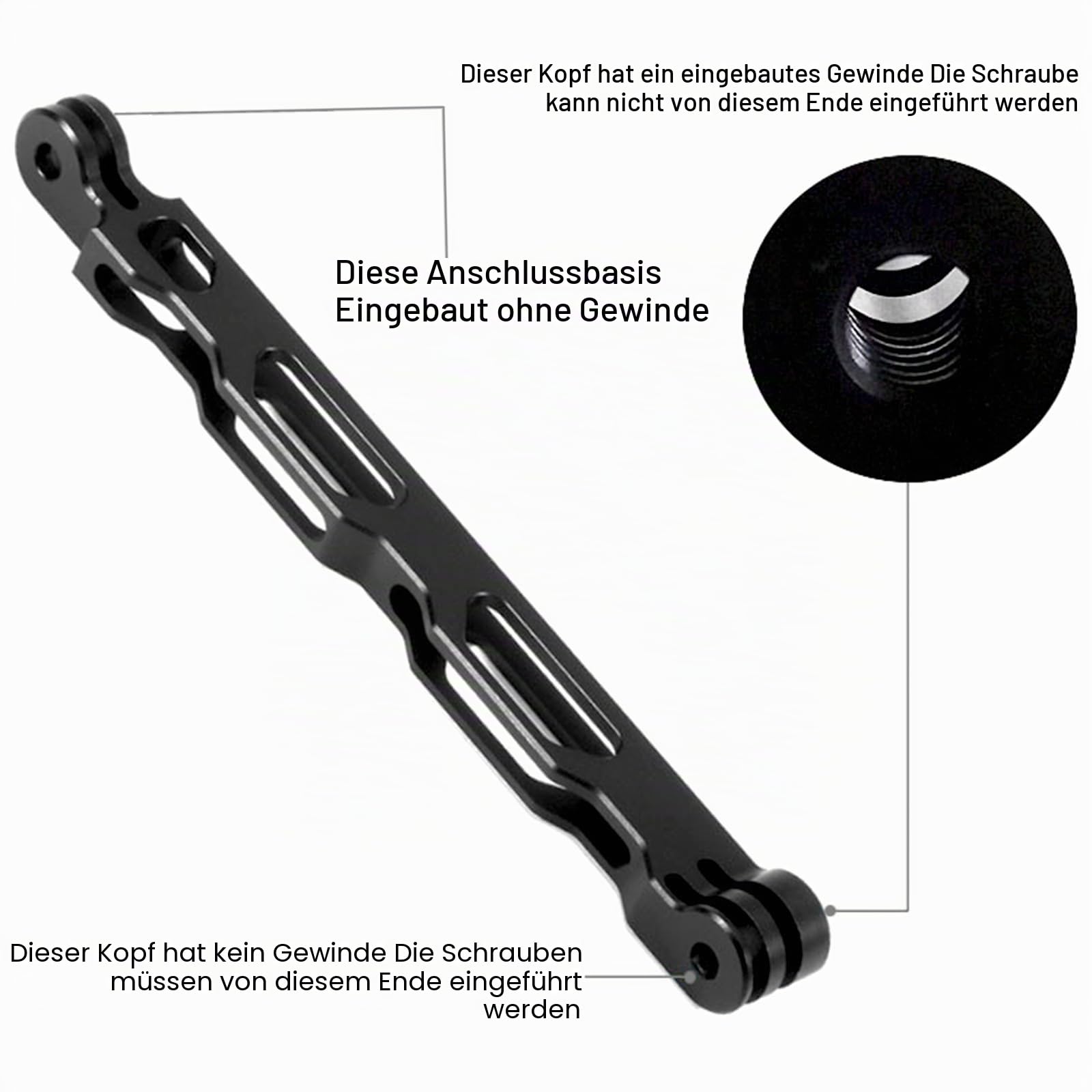 Verlängerungsarm aus Aluminiumlegierung, Aluminium Arm Helmhalterung, Kamera Verlängerungsarm, Gopro Verlängerung Metall Arm, für Gopro Hero 8/7/6/5/4/3 und Action Kamera