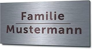 GRAVURZEILE Türschild mit Gravur - Edelstahl Namensschild - Personalisiert mit Name & versch. Motiven - Wetterfest - 1mm Edelstahl gebürstet & geschliffen - für Briefkasten & Haustür - Rechteckig