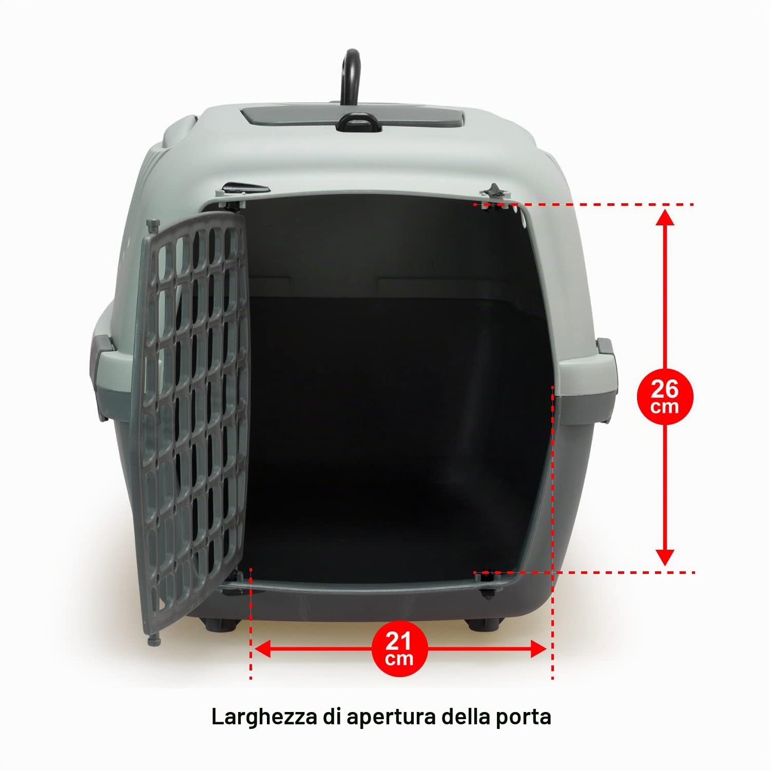 Arquivet Ecoline Trasportino in plastica riciclata per animali domestici - 61 x 40 x 38 cm - con almeno il 90% in plastica riciclata - rigida per cani e gatti con ventilazione, Foggy Green, Grande