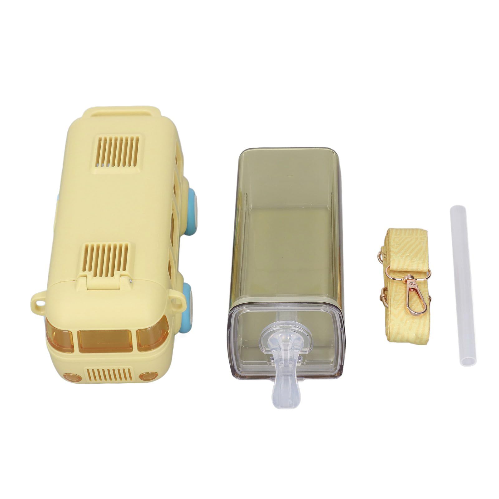 Bottiglia D'acqua per Auto a Forma di Autobus, Simpatico Cartone Animato, Tazza Portatile Staccabile a Prova di Perdite 360° per Bambini, Scuola, Casa - Tritan + Materiale ABS (Giallo 500ml)