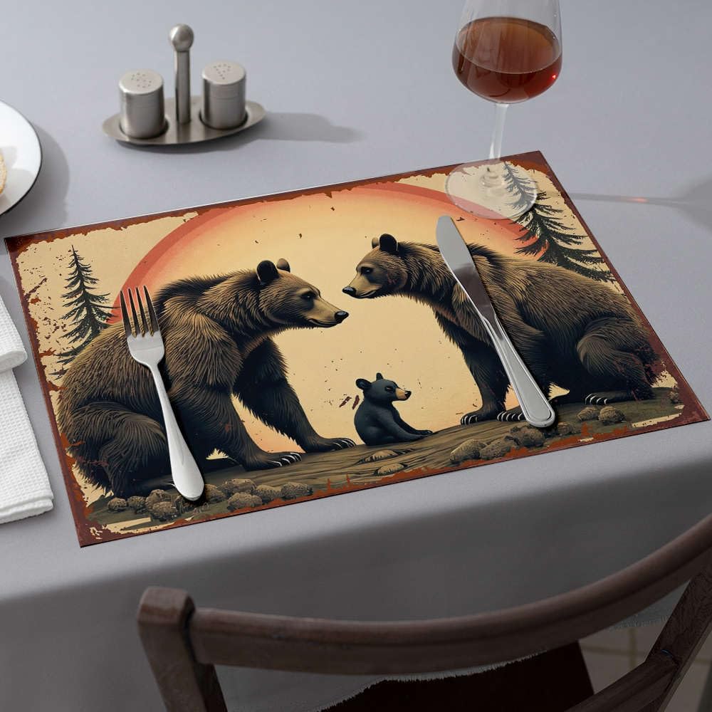 Set de table avec deux ours et un ourson pour réchauffer votre intérieur