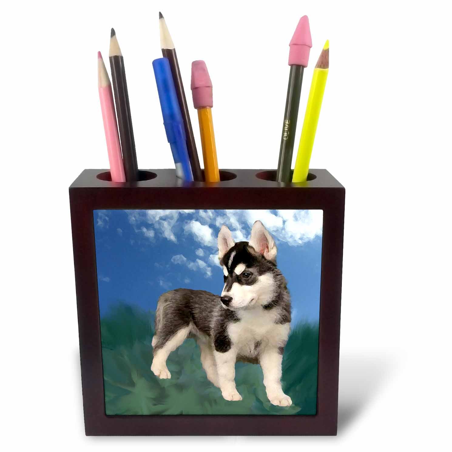 Porte-stylo chiot husky de Sibérie pot à crayons bureau 3dRose 12,7cm