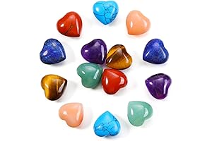 Organic Heart Stone Set; 7-Piece Polished Healing Crystal Heart Stone Variety Pack