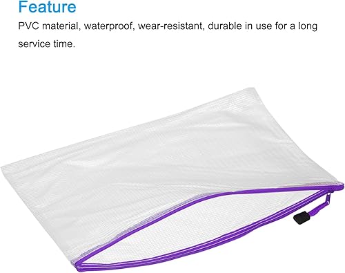 Miniatura 10 de MECCANIXITY Bolsas de malla con cremallera, tamaño A4, bolsa de plástico con cremallera, carpetas de documentos para viajes de oficina en casa,