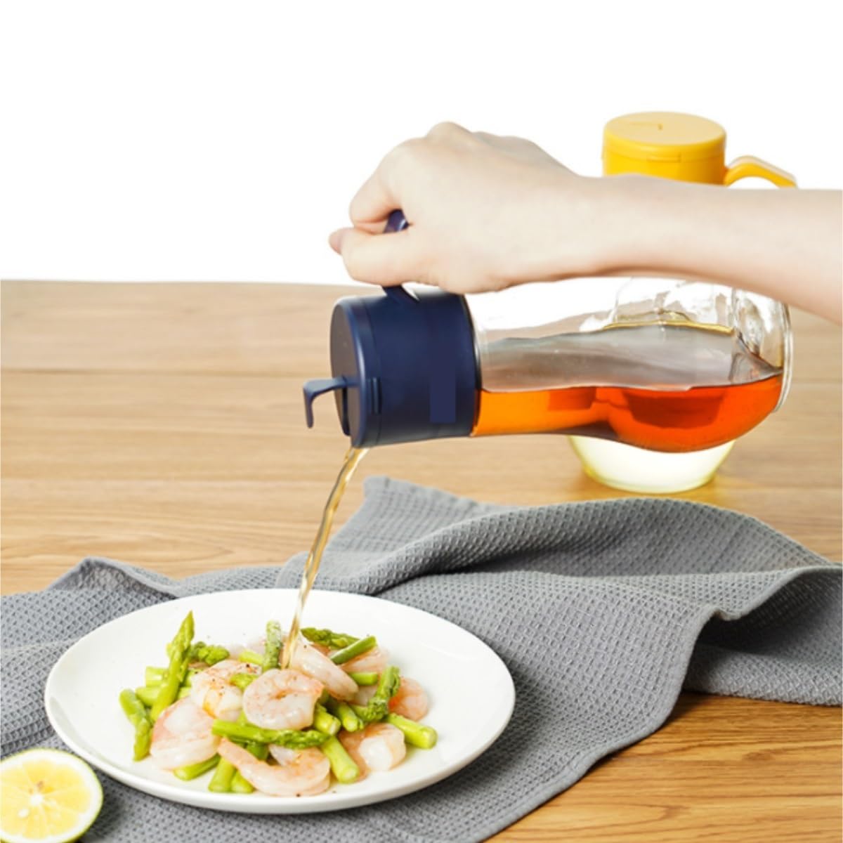 Set Olio e Aceto, Oliera, Pentola For Olio In Vetro Da Cucina, Apertura E Chiusura Automatiche, Set 2 Pezzi For Aceto Kit da Tavola