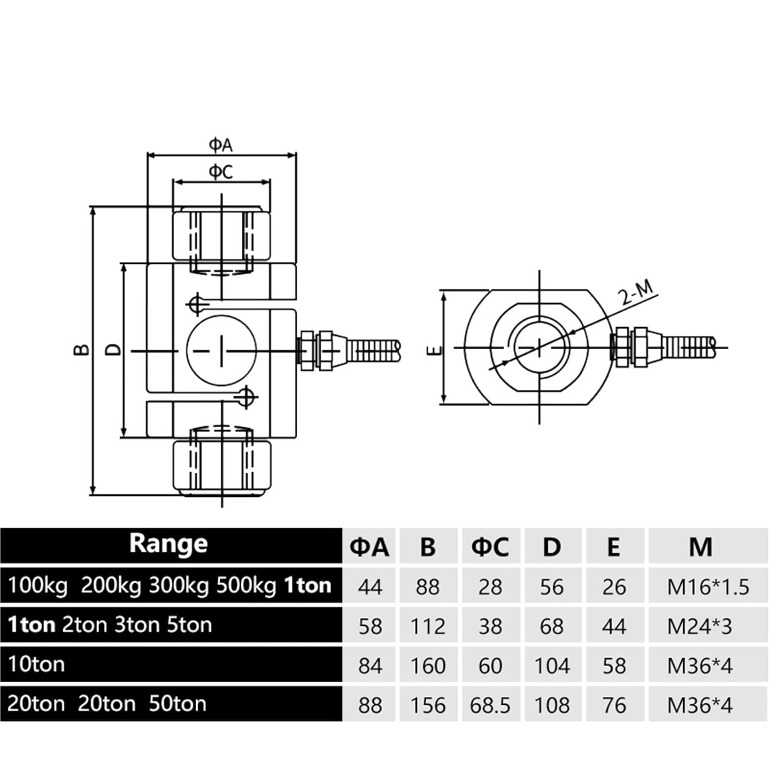 DYLY-101 S Type Load Cell 100kg 200kg 500kg 1T 2T 3T 5t high Precision Pressure Sensor for Weighing Scale(300KG)