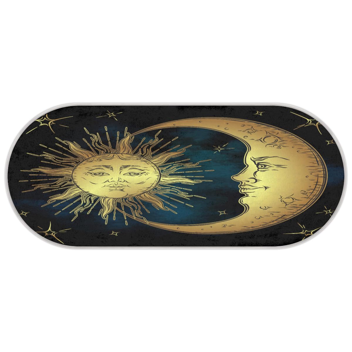 TropicalLife Antyczny boho słońce księżyc dywanik mata 50 x 120 cm, boho długie włosy pogrubiony obszar dywaniki do pokoju kuchni domu łazienki wewnątrz antypoślizgowa mata podłogowa dywaniki
