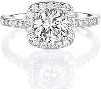 MDFUN 18K White Gold Plated CZ Halo Promise Ring for Women - Eternity Engagement Band, Hypoallergenic, Sizes 4.5-10