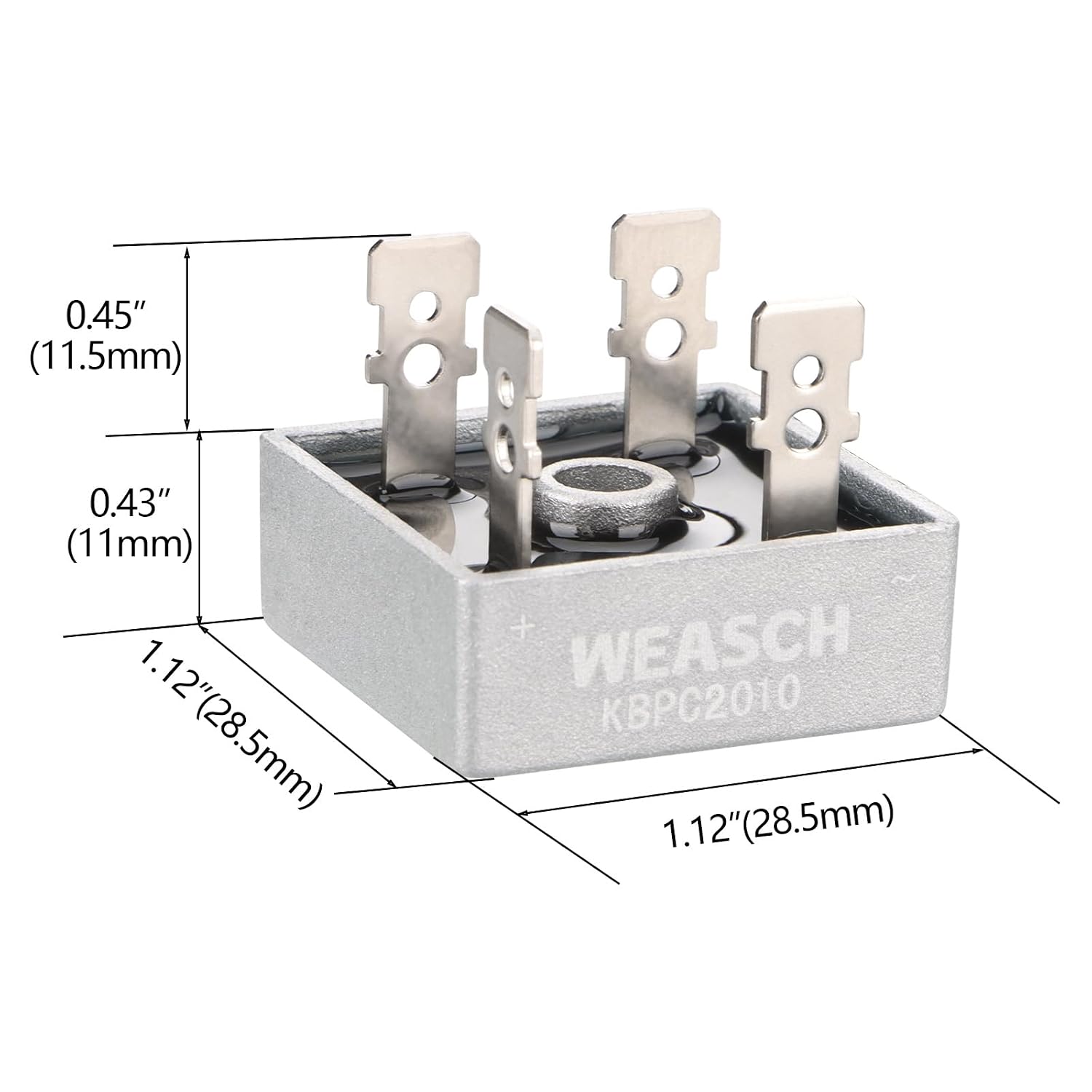 4pcs Bridge Rectifier Diode, KBPC2010, AC to DC, 1000V 20A, 4 Pin, Power Rectifier Diode Electronic Components (4)