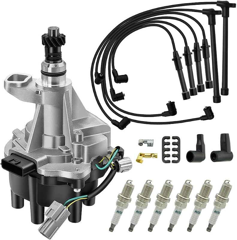 Distribuidor de ignição CNPAPC com tampa, rotor e cabos para Nissan, Infiniti e Mercury – Kit com 6 itens