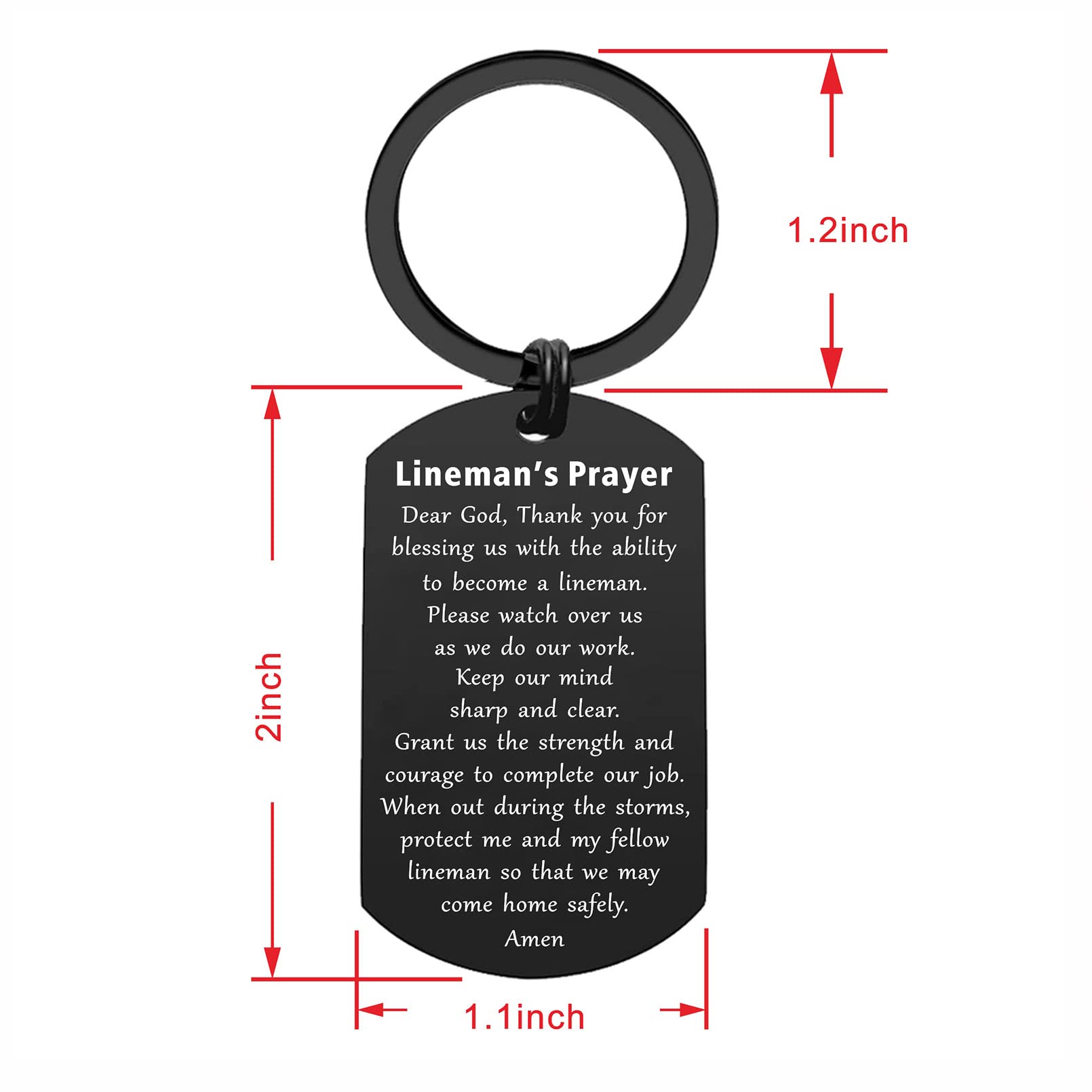 ENGZHI Lineman Gifts for Men - God Please Watch Over Us - Linemans Prayer Keychain Gifts for Him Husband Boyfriend