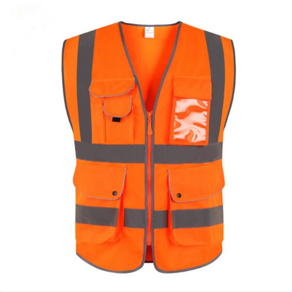 Goldbeing High Visibility Jacket, 9 Pockets, Accident Vest with Reflective Stripes and Zip, Ideal for Mechanics, Construction Workers, Hikers, Walkers, Berry and Mushroom Pickers