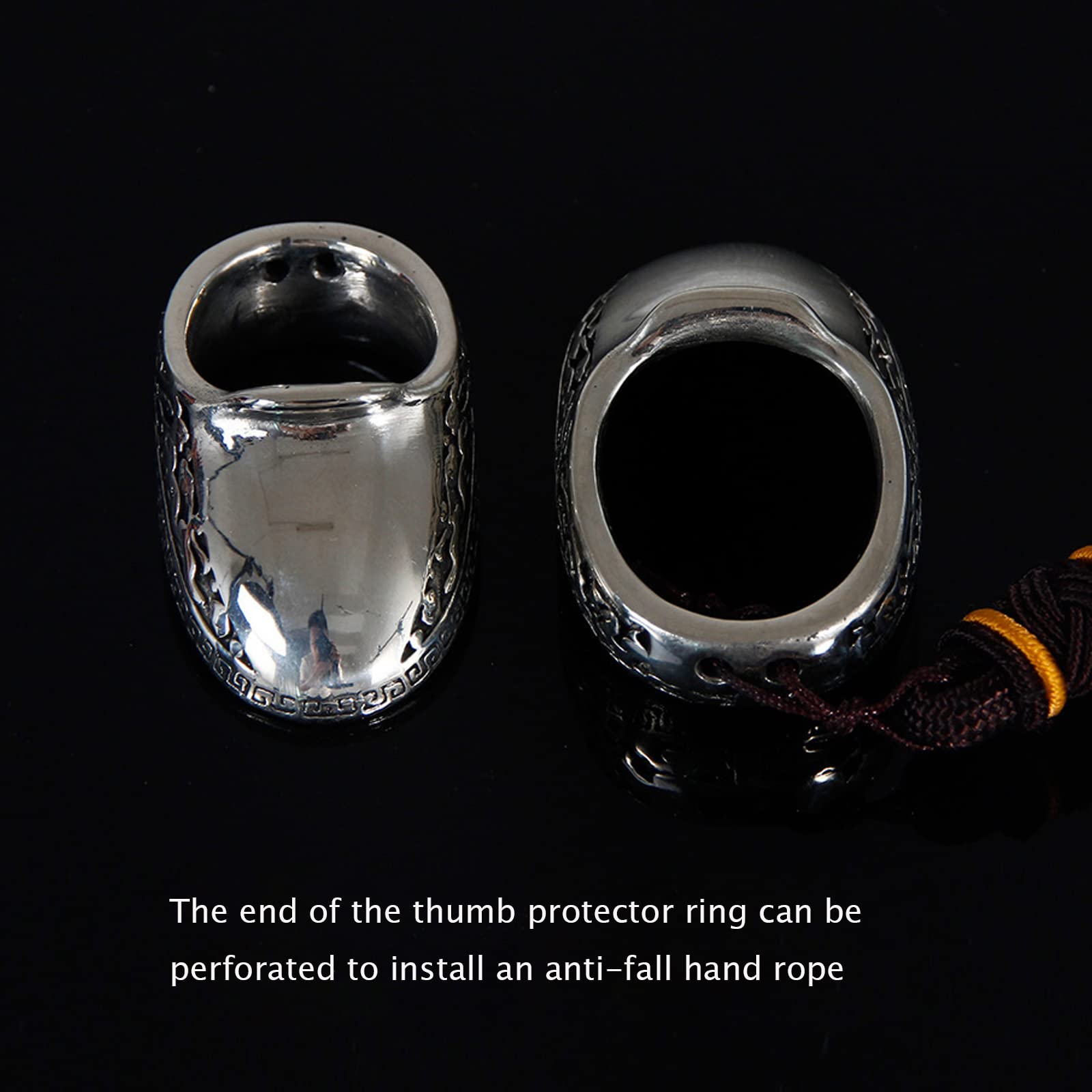 Anneau de Pouce de tir à l'arc Protège Doigts en Argent Tibétain Traditionnel Anneau de Protection du Pouce Anneau de Sécurité pour Le tir à l'arc en Argent