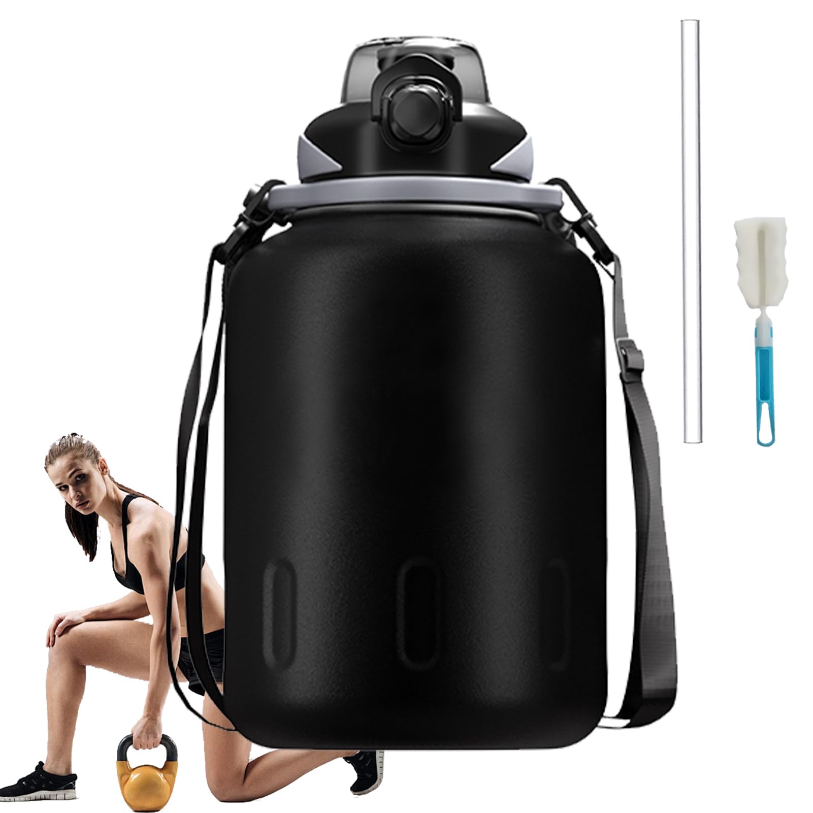 1000ml Sportflasche, Edelstahl Gym Bottle, Sport Water Bottle, Insulated Athletic Water Bottle, Water Bottle with Straw, Stainless Steel Waterbottle, Cold Water Bottle, Water Bottle for Sport
