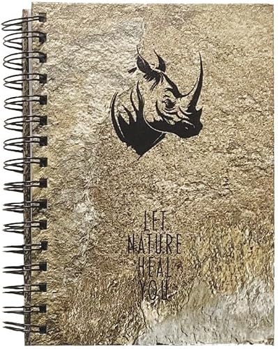 Brown Stone Spiral Bound Rhino Print Notebook, A5 Size