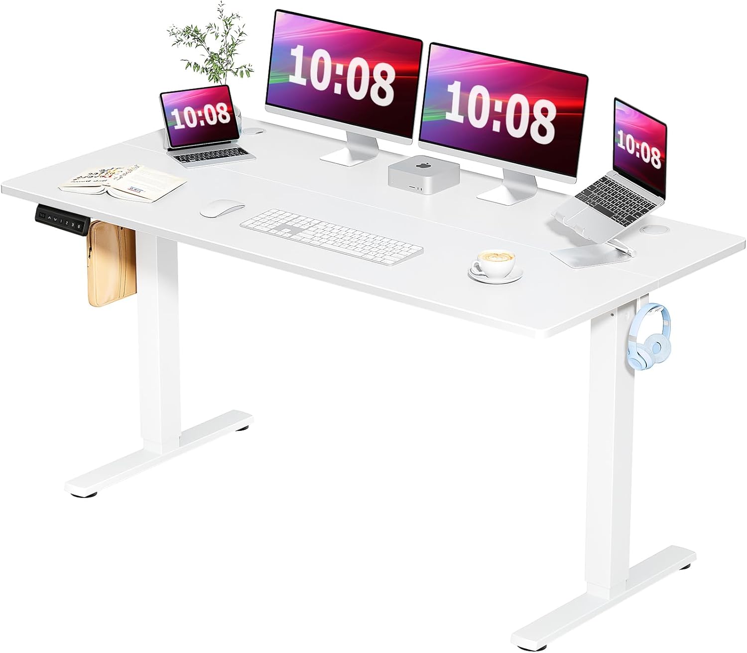 Smug Adjustable Height Standing Desk 48 Inch Electric Sit Stand Up Down Computer Table Ergonomic Rising Modern Lift Motorized Gaming Desktop Workstation for Work Home Office - Modern White Smug Adjustable Height Standing Desk 48 Inch Electric Sit Stand Up Down Computer Table Ergonomic Rising Modern Lift Motorized Gaming Desktop Workstation for Work Home Office - Modern White