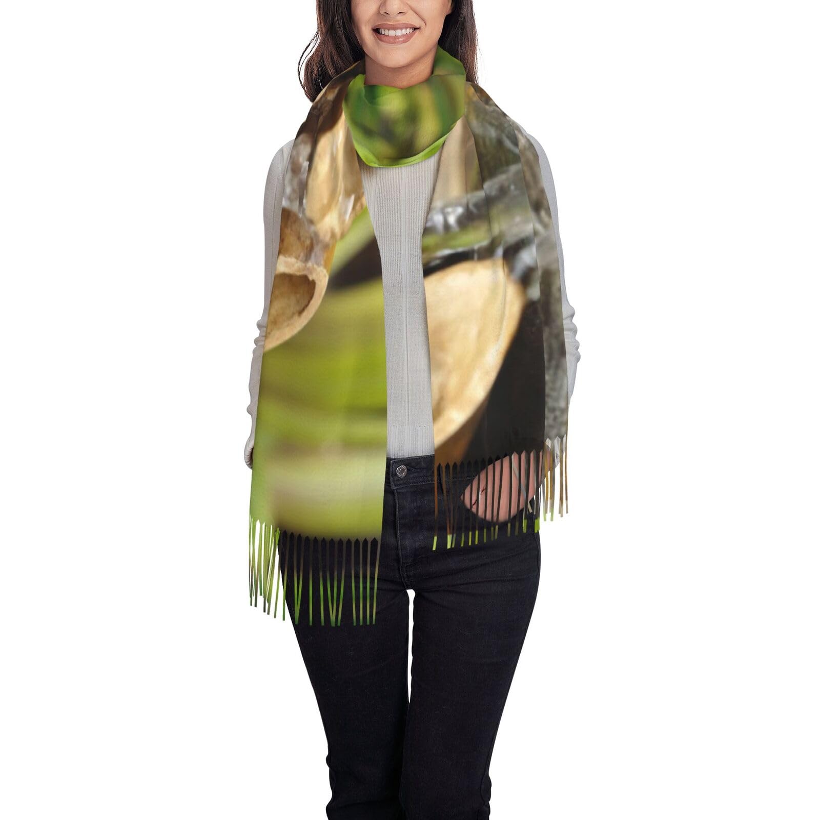 Foulards à franges cascade noir avec drapé fluide et coupe ajustée taille unique - 8