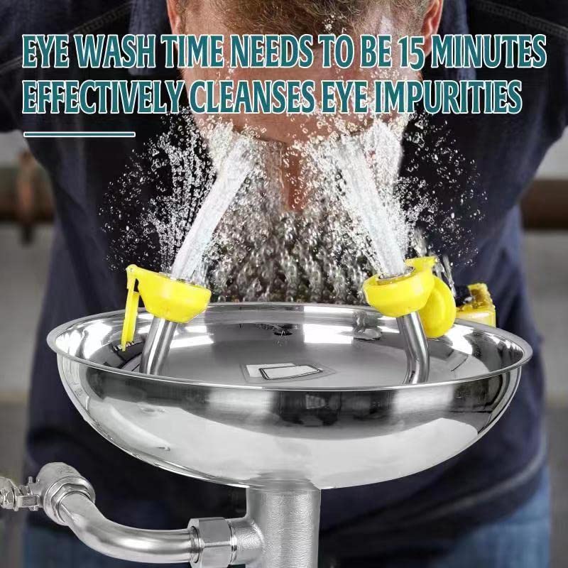 Miniatura 3 de Estación de lavado de ojos montado en la pared - Lavaojos portátil de acuerdo con OSHA, hecho de acero inoxidable, con símbolo de lavado de ojos y