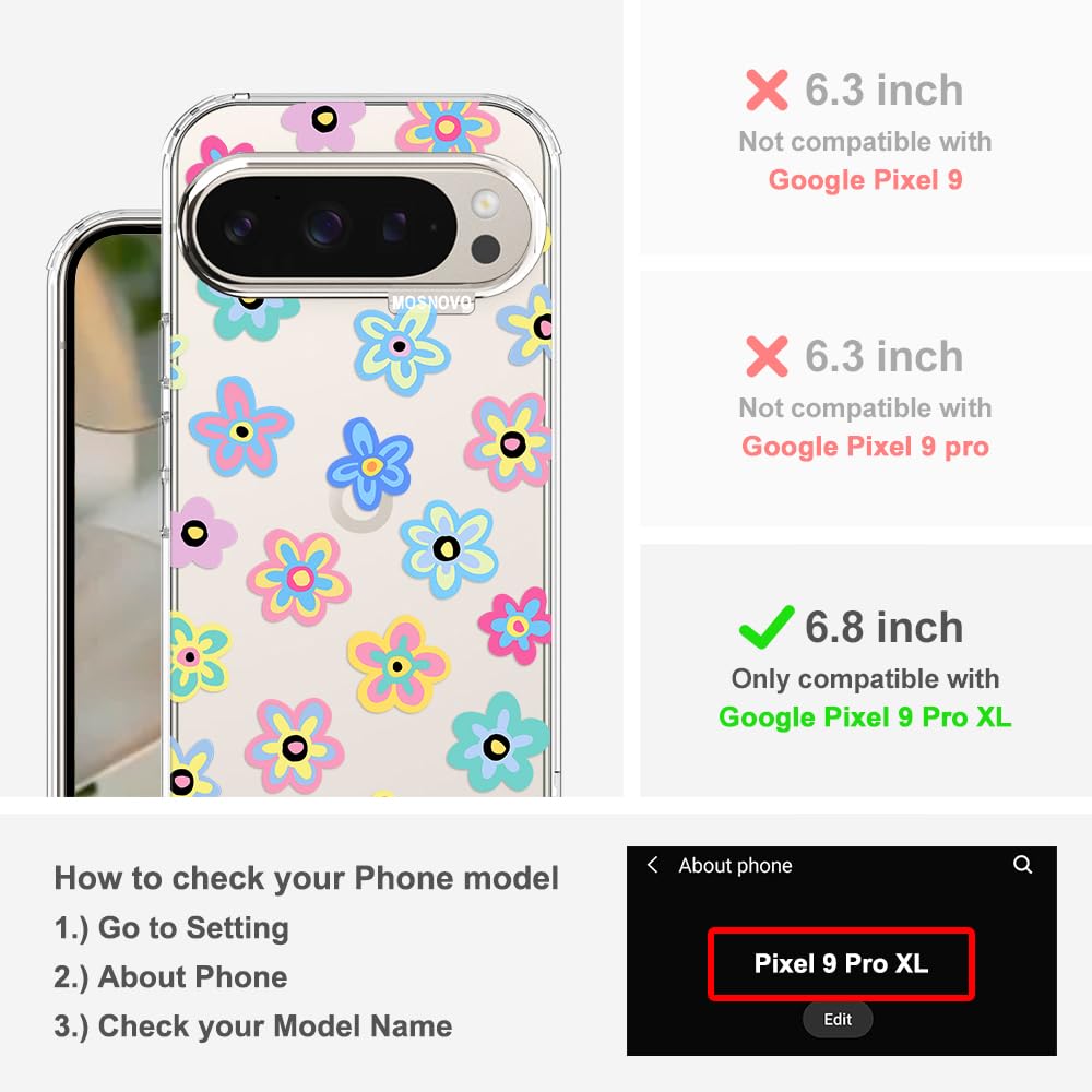 MOSNOVO Case for Google Pixel 10 & Pixel 10 Pro, [Buffertech 6.6ft Military-Grade Drop Protection] [Anti Peel Off Tech] Clear TPU Bumper Phone Case Cover Design - Cute Cherry — view 504