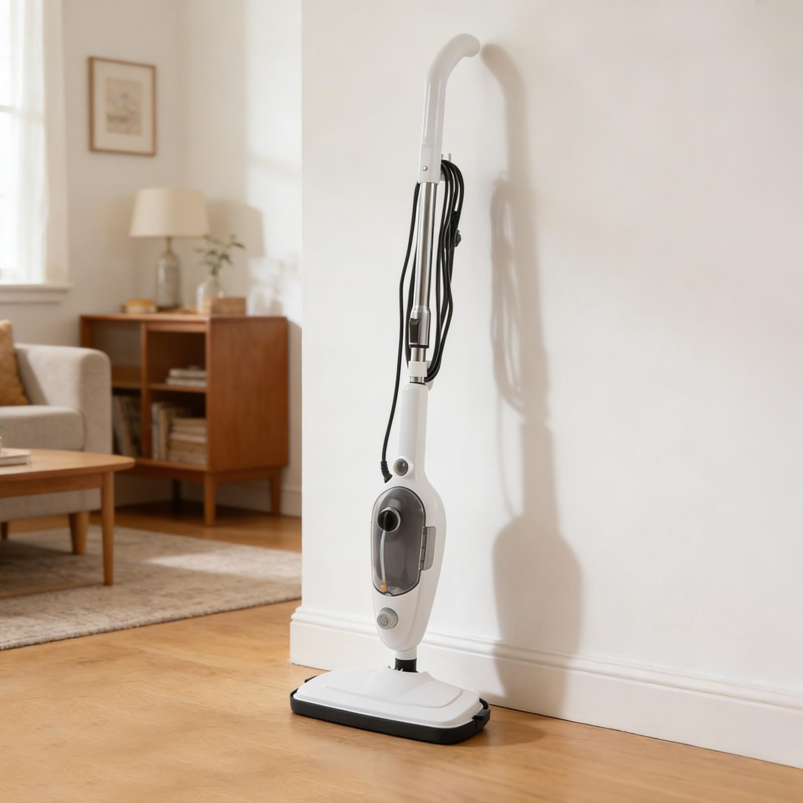 Dampfreiniger Komplett-Set 1300W mit transparentem Wassertank | Multifunktionaler Dampfmopp Bodenreiniger inkl. Bodendüse, Dampfdüse & Mopp für Fliesen & Böden