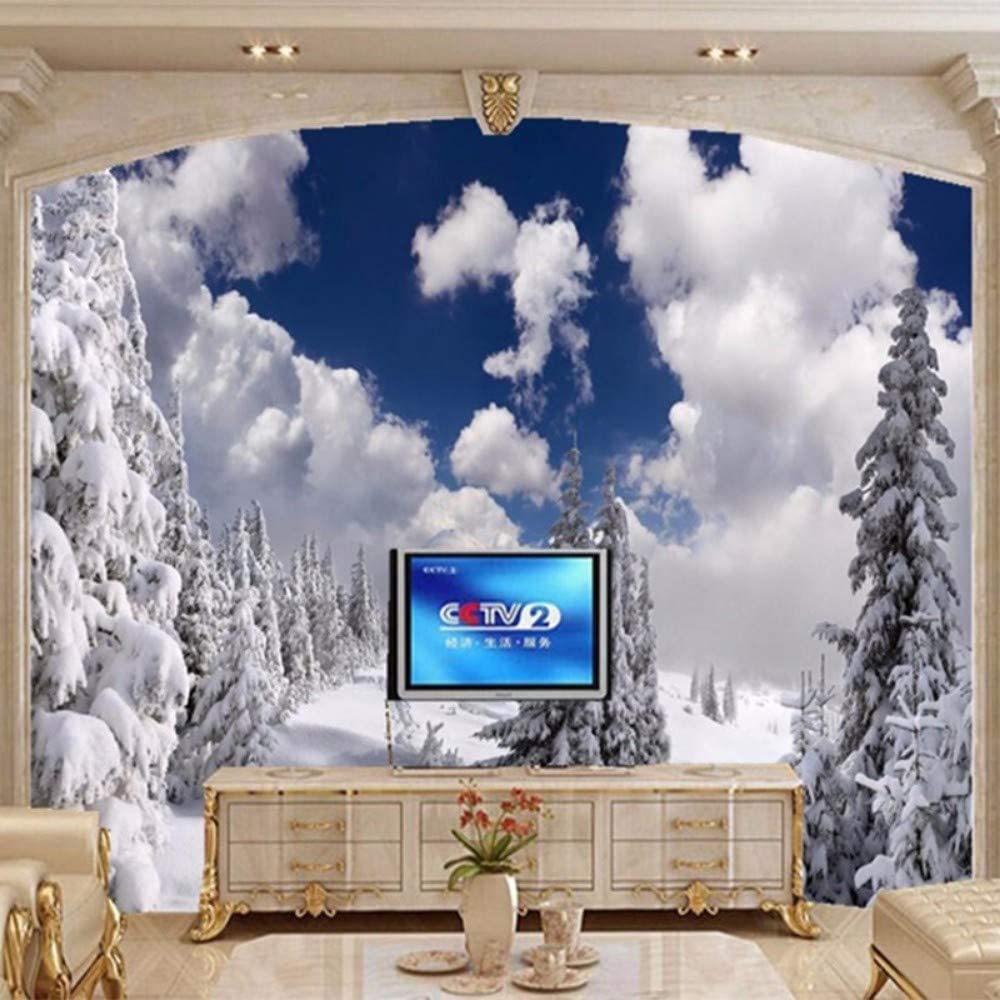 Papel Pintado Mural 3D Cedro De Nieve De Invierno Papel Pintado Mural 3D Papel Pintado De Pared Carteles De Pared Pegatina De Pared Borde Autoadhesivo Ladrillo Baño Dormitorio 200(ancho)x150(alto) cm