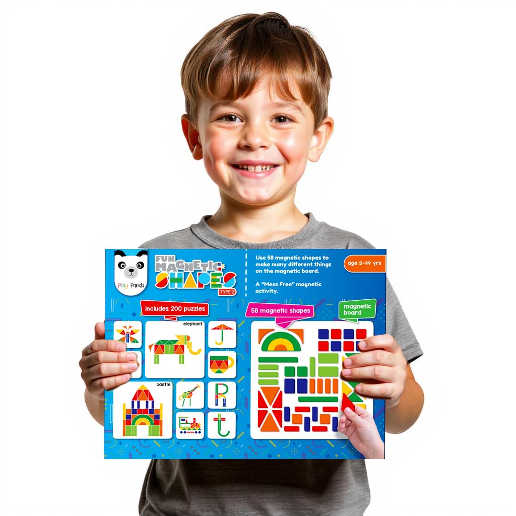 Play Panda Magnetic Puzzle Set for 4+ yrs Kids with 58 Shapes & 200 Patterns 2