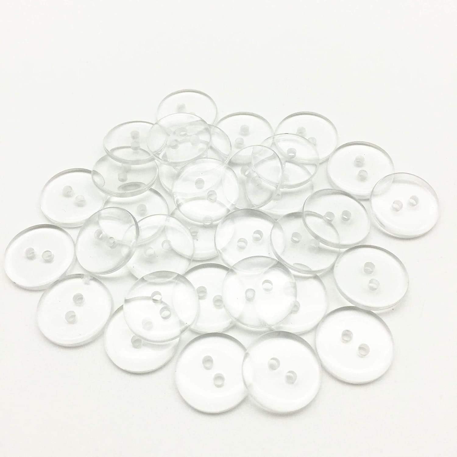 Qaxlry Clear Transparent Resin Round Sewing Shirt Button Embellishments Pack of 100 (15mm)