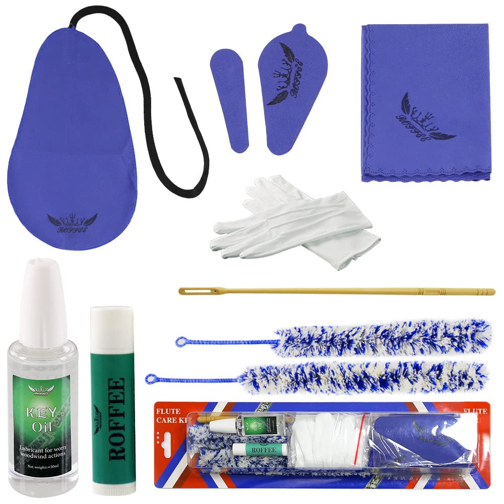 Kit de mantenimiento de limpieza de flauta, aceite de llave, grasa de corcho, hisopo, paño de limpieza, cepillo de limpieza, varilla de limpieza