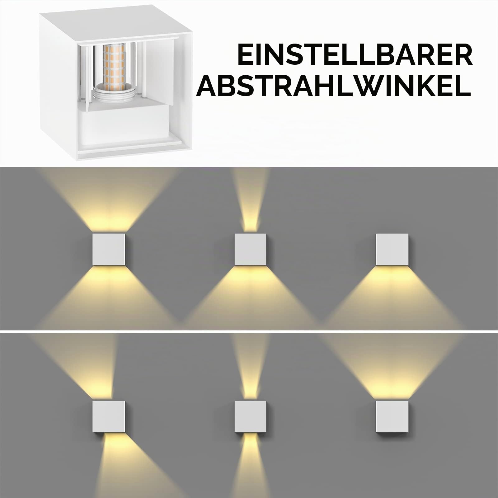 ChangM Wandleuchte Innen Aussen 7W LED Wandlampe mit Einstellung des Blattwinkels, IP65 Wandleuchte Weiße Schale mit Ersetzbaren G9 LED Birne, Warmweiß 3000K, 4 Stücke
