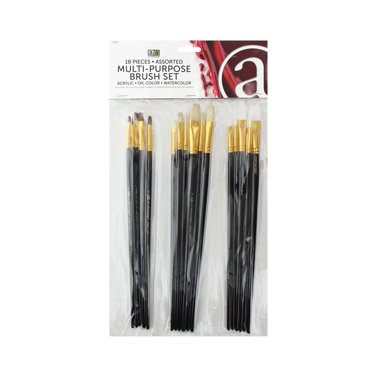 Art Advantage - Brush Set 18pc., Art Paintbrush Sets, Paint Brush Sets, Paint Brushes, Brushes for Acrylic Painting, Small Brush, Paintbrush, Craft Brushes