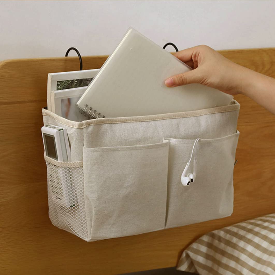Nachttasche am Krankenbett, Nachttasche am Nachttasche, Nachttasche, Nachthänge Aufbewahrungsbeutel Caddy Pocket Nighttange Organizer Korb weiß für Etagenbett Schlafsaalzimmer