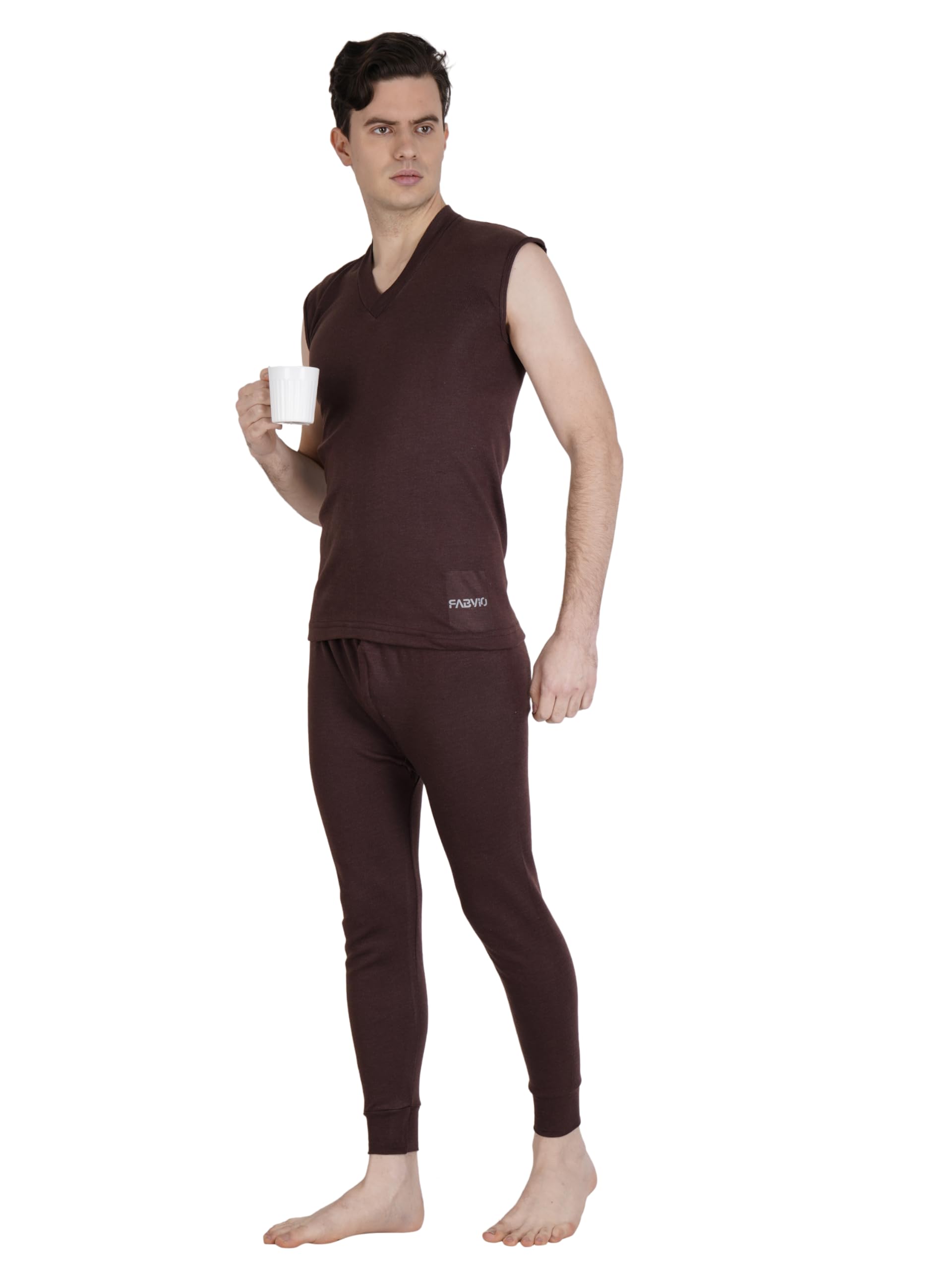 FABVIO PLUS Winter wear Men's Thermal Top with V-Neck and Sleeveless(L-VN-NOS-BLK-XL) 4