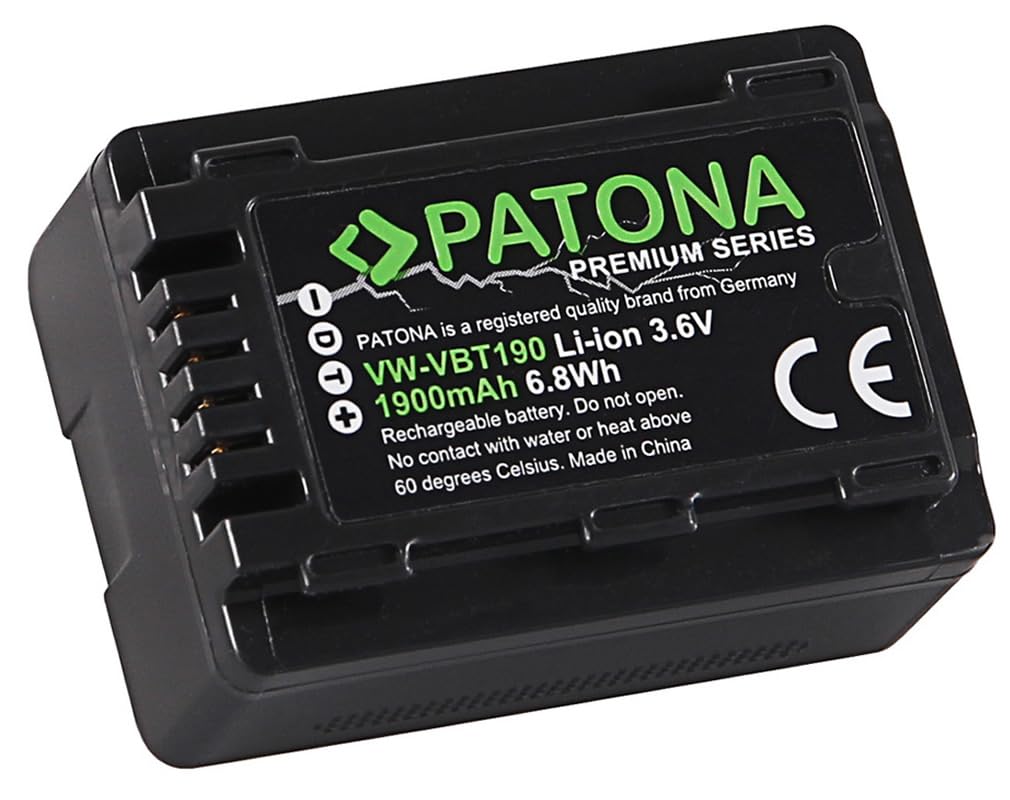 PATONA 2X Premium Batterie pour Panasonic VW-VBT190 VBT380 VBK180 VBK360