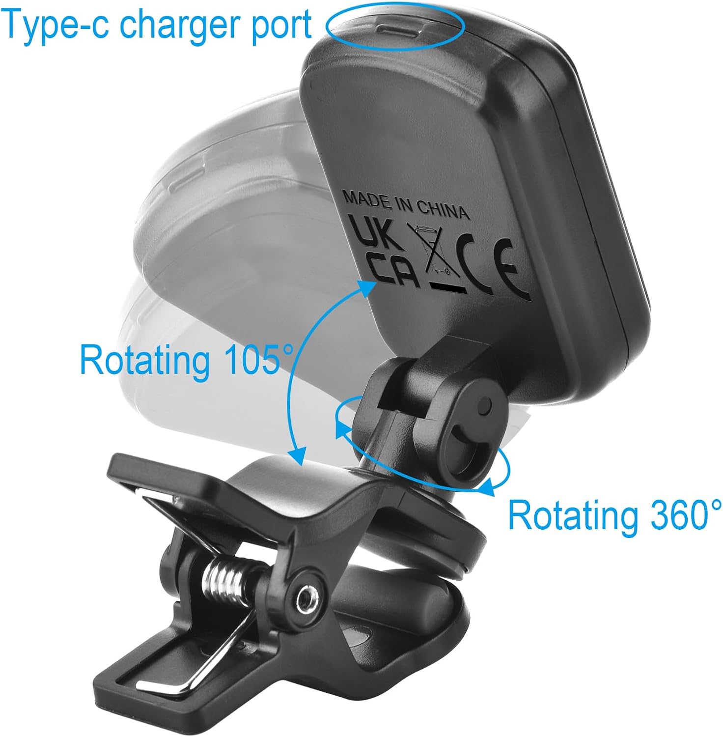 MOREYES Rechargeable Guitar Tuner Clip On with 28Pcs Guitar Picks, Guitar Tuner for Acoustic Guitar, Electric Guitar, Bass, Ukulele & Chromatic Tuning Modes, Full Color Display