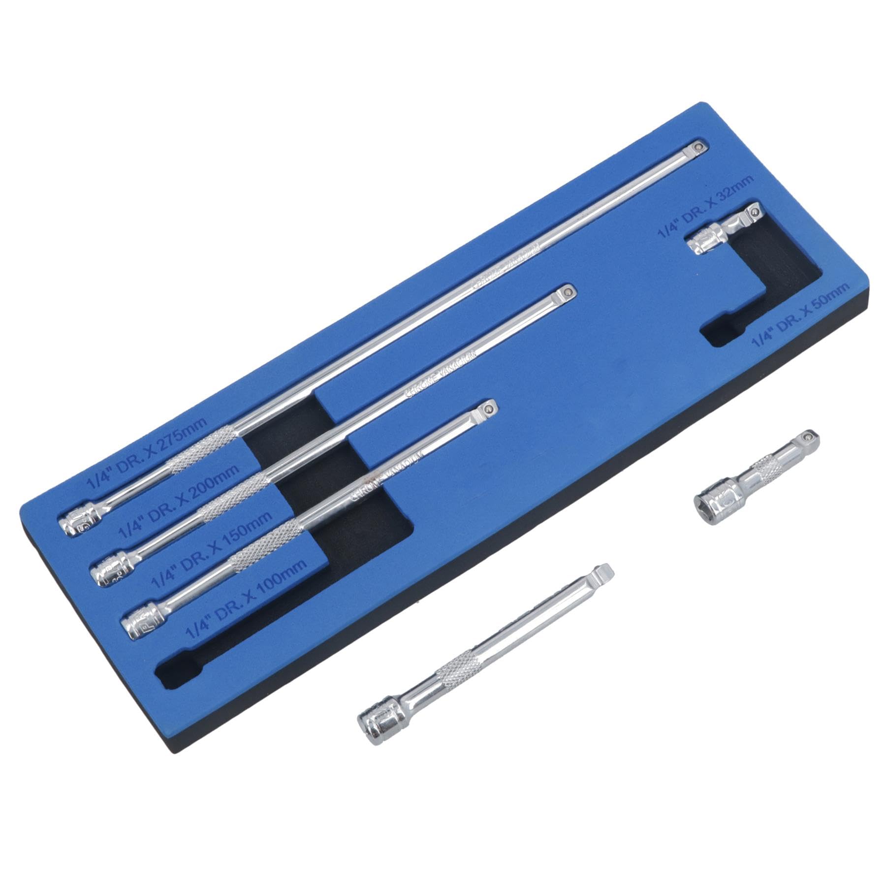 Ab Tools Silver 1/4'' Drive Wobble Extension Bar Set 6Pc In Foam Tray Us Pro