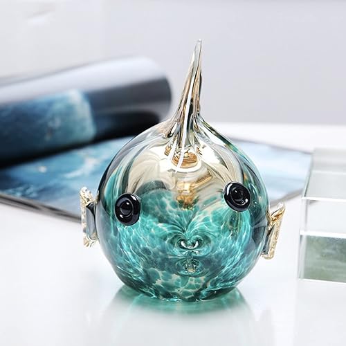 Miniatura 2 de Figuras de peces de vidrio soplado a mano, escultura de peces tropicales de animales marinos, pisapapeles para acuario de pecera, colección de
