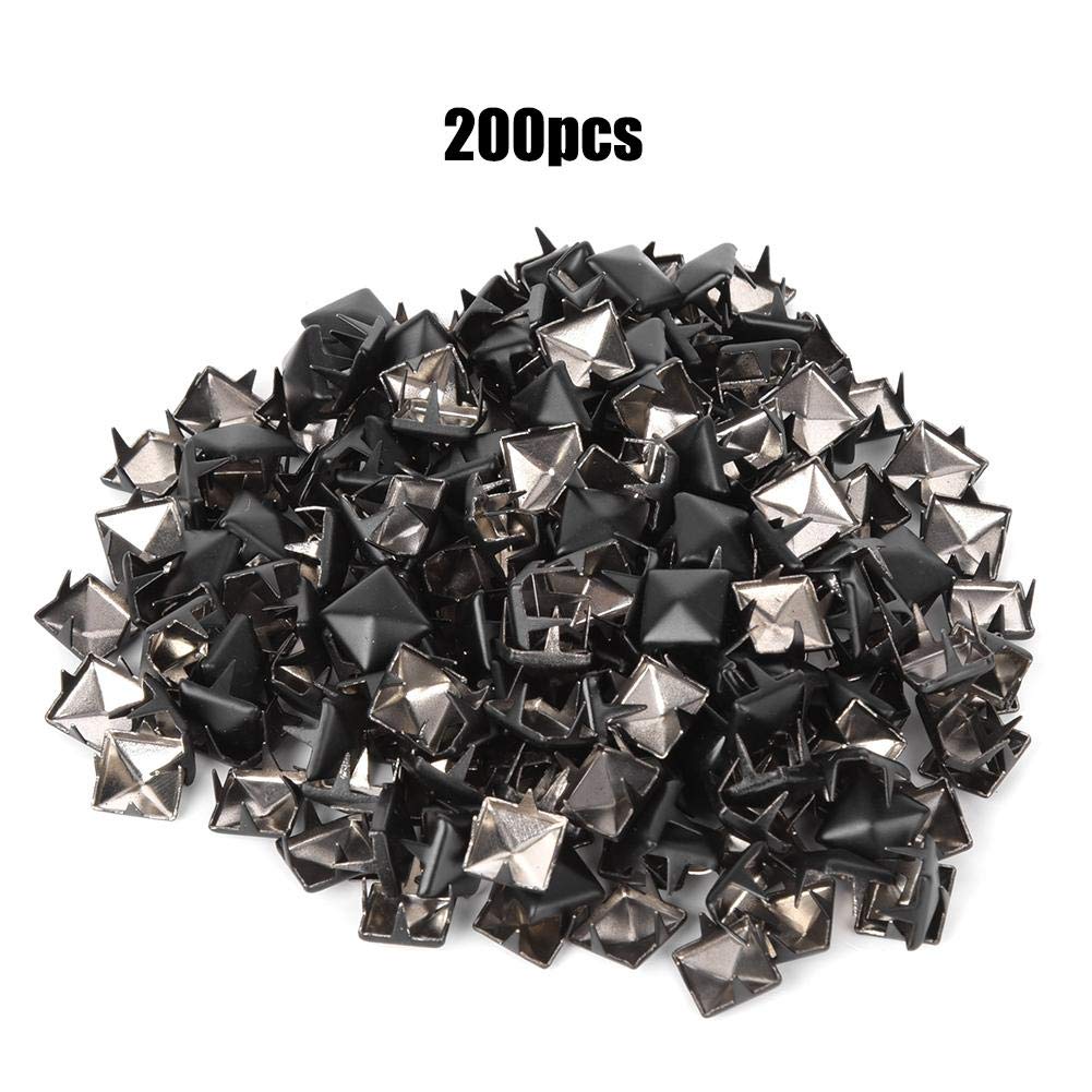 HEEPDD200Pcs Rivets, 9mm Spike Studs DIY Leathercraft Spike Rivets Bag Leather Clothing Bag Decorative Shoes Rivet(Matte Black)