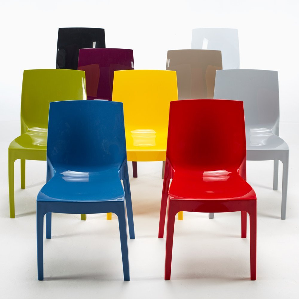 GRAND-SOLEIL Set di 2 sedie Ice impilabili, design rosso lucido